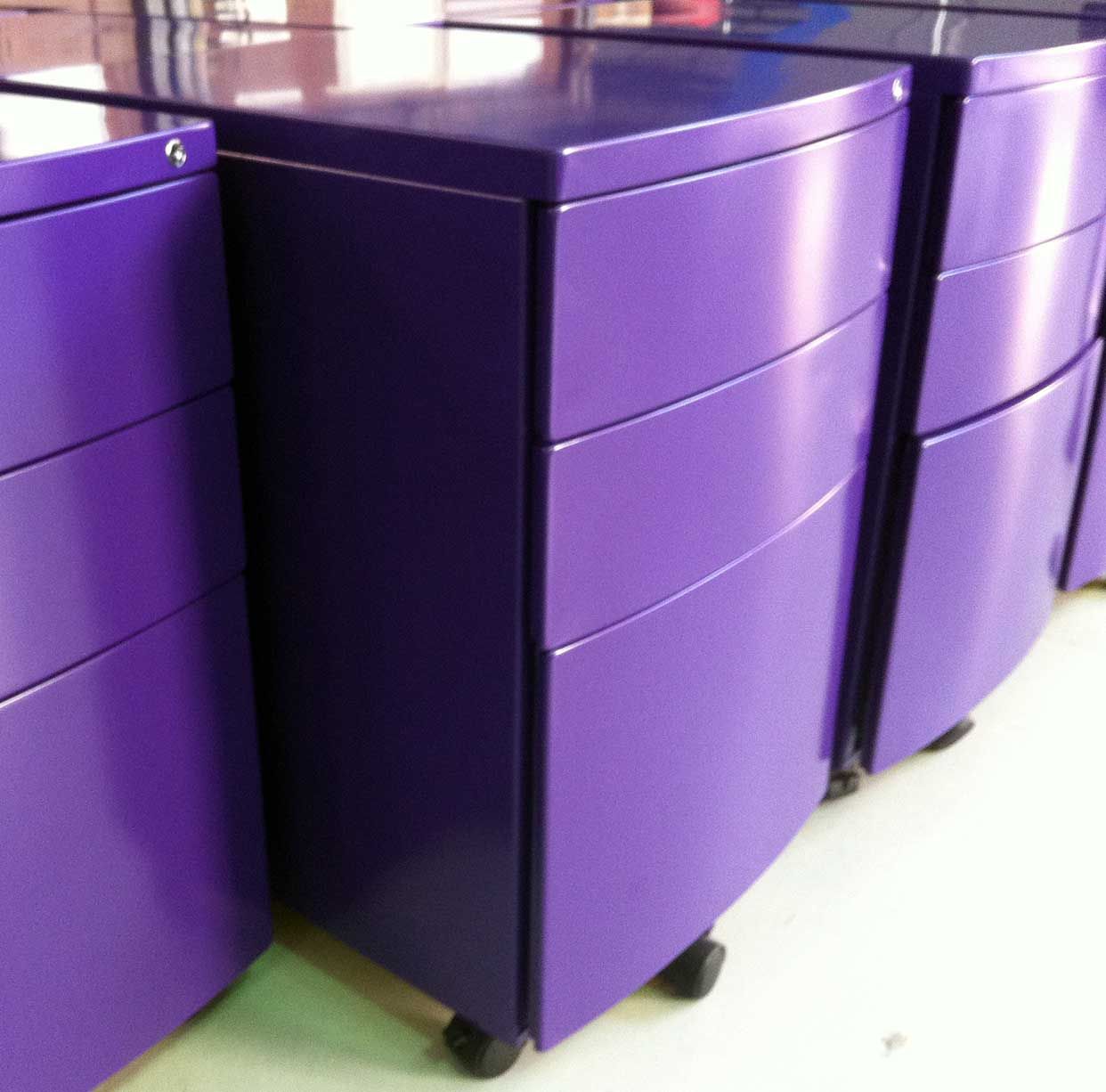Metal Pedestal Cabinets FACTORY SPRAY PAINTING RECOATING Office Furniture Restoration