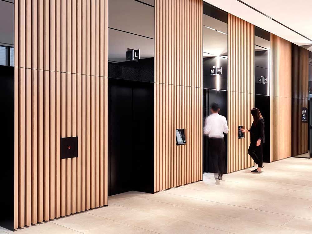 Lift Lobby Doors ON-SITE ELCTROSTATIC SPRAY PAINTING 320 Pitt Street, Sydney